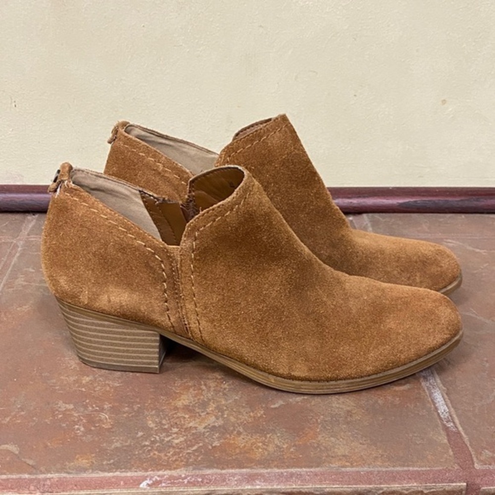 Naturalizer Zarie Block Heel Brown Suede Bootie Size 7